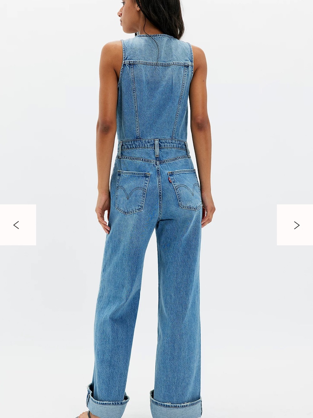 Free People Levi’s Denim Vest Wide-Leg Jumpsuit size 26. - Picture 2 of 10